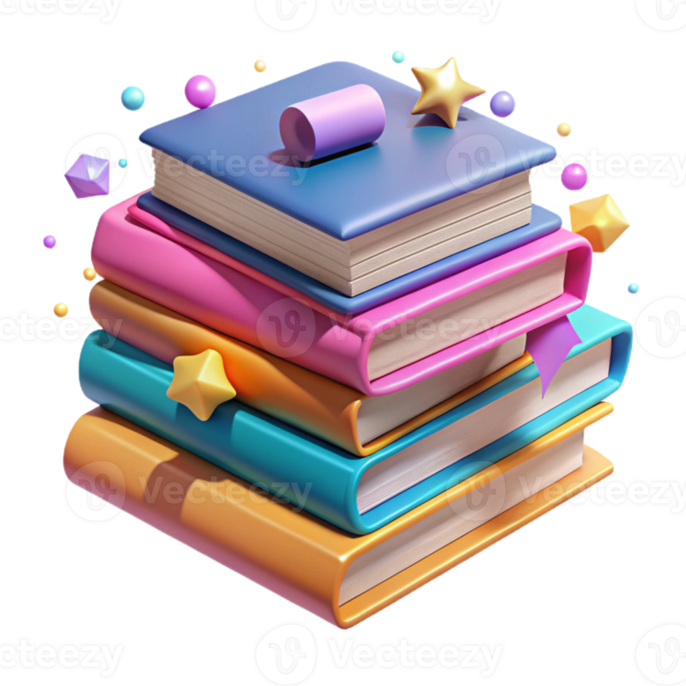wonderful modern Stack of Books Isolated with Angled View detailed png