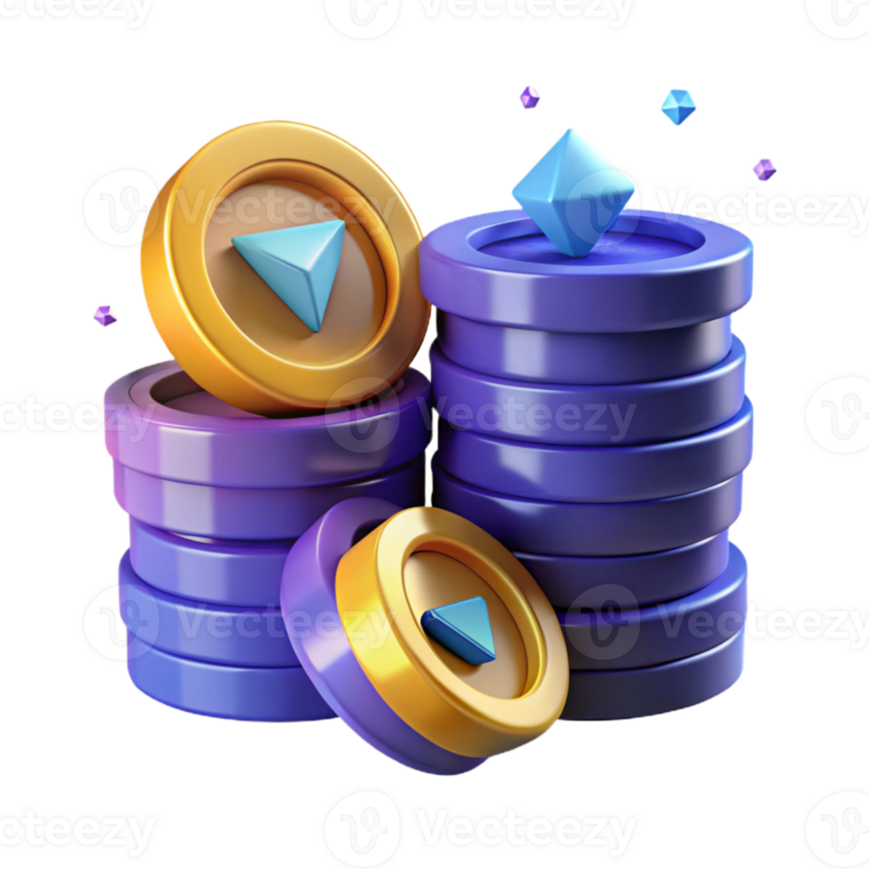stunning minimalist Stack of Coins Angled View Isolated Cutout premium png