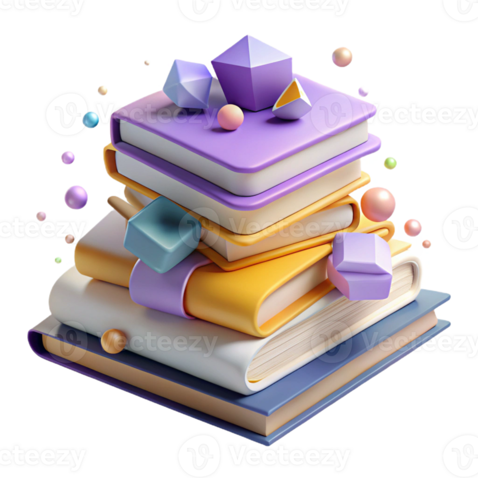 stunning traditional Stack of Books with Eyeglasses Top View Isolated professional png