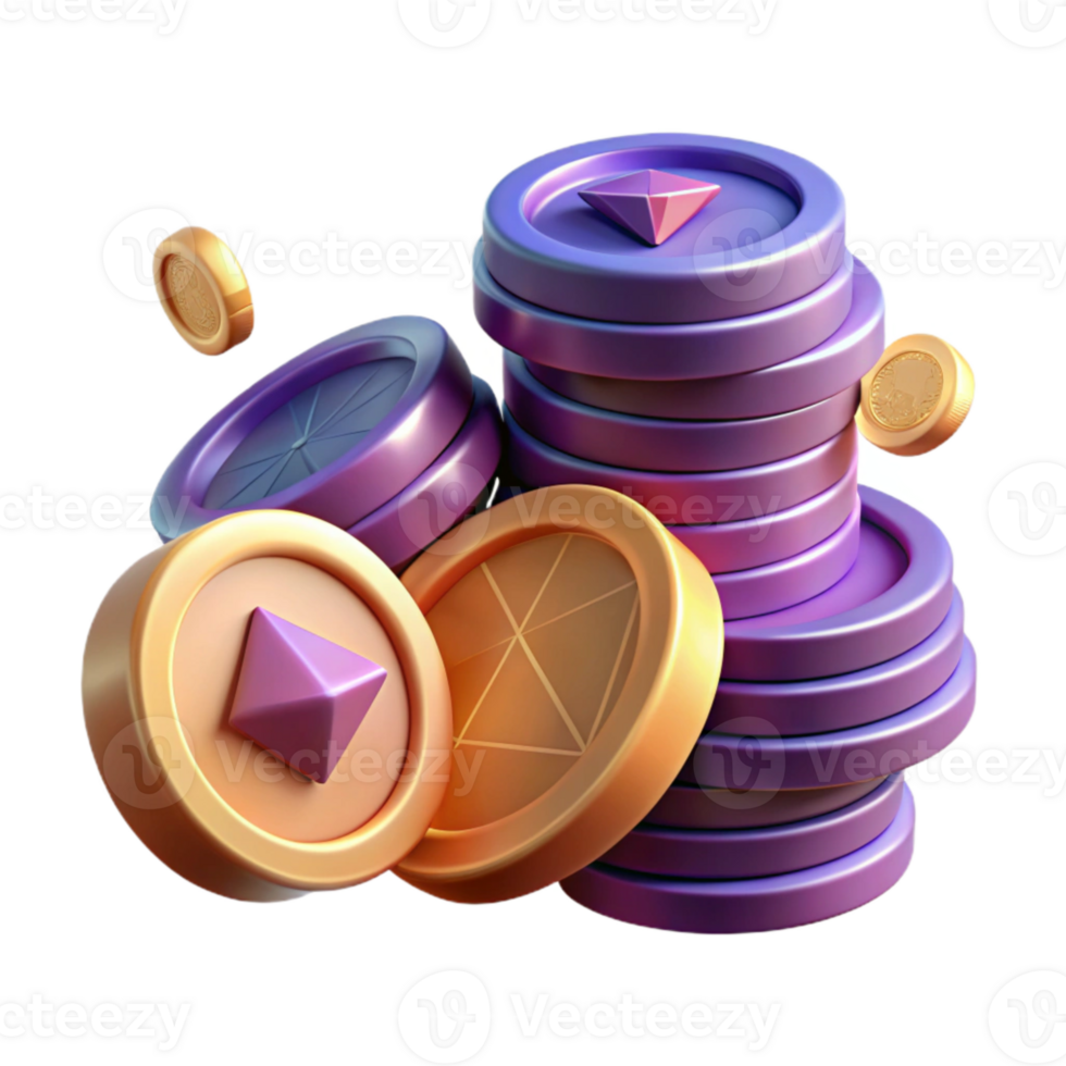 beautiful contemporary Stack of Coins Angled View Isolated Cutout professional png