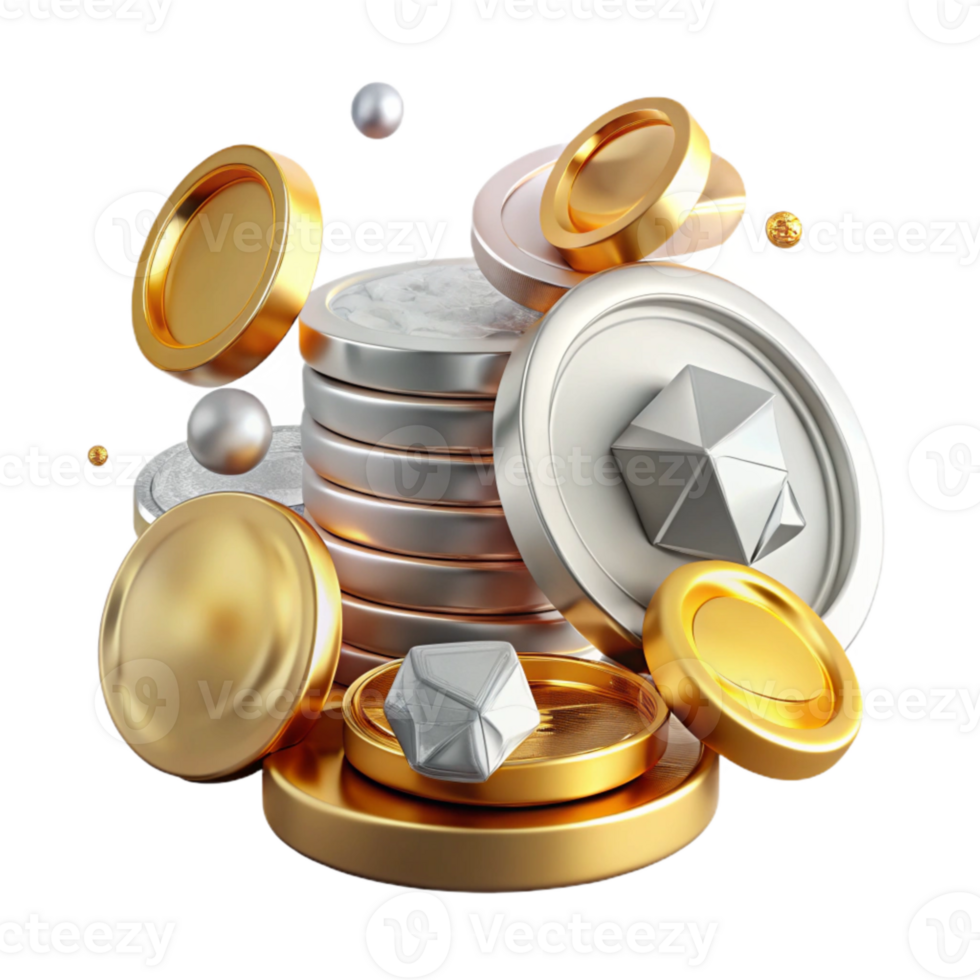 impressive traditional Stack of Coins Gold Color Transparent Background high resolution png