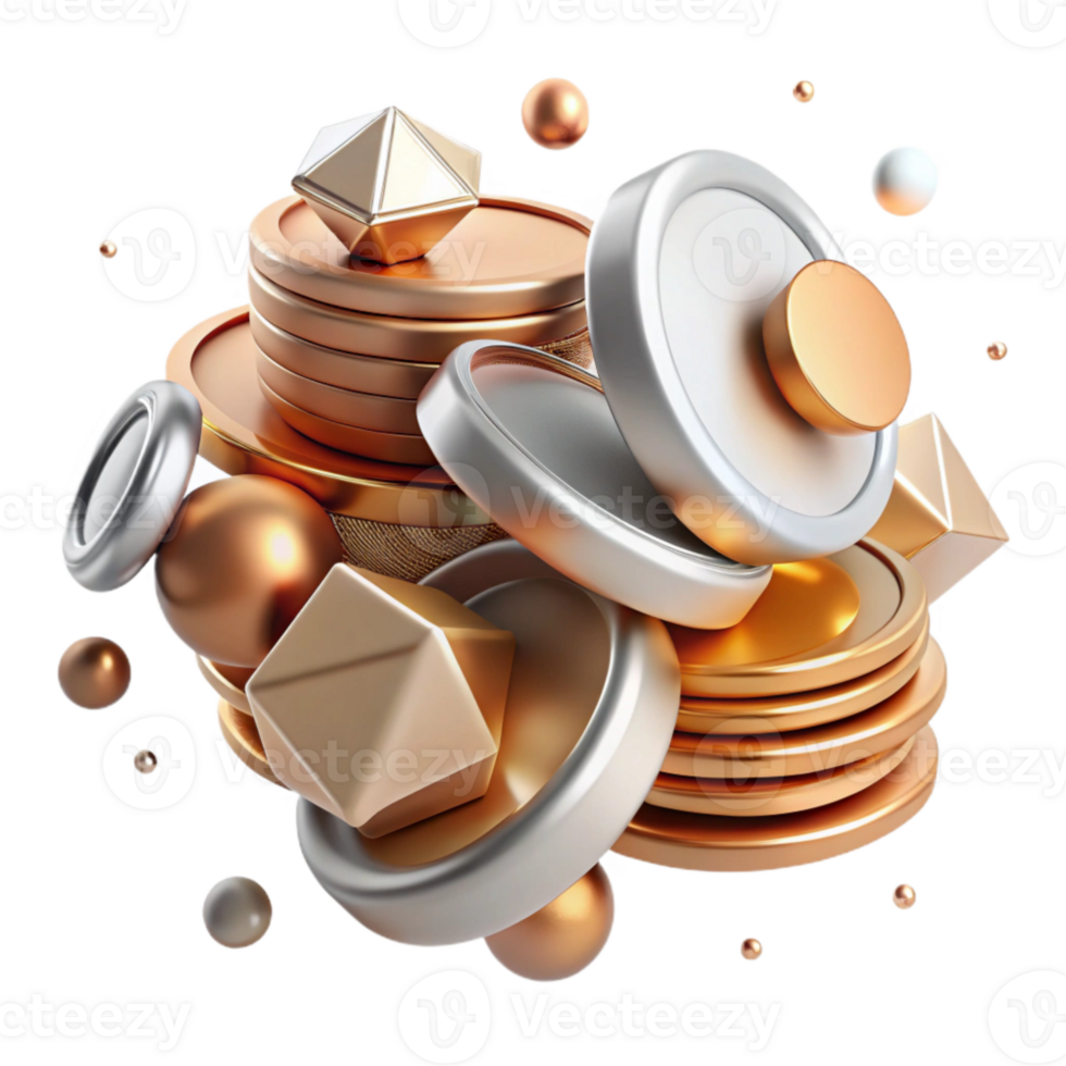 impressive creative Stack of Coins Gold Color Transparent Background png