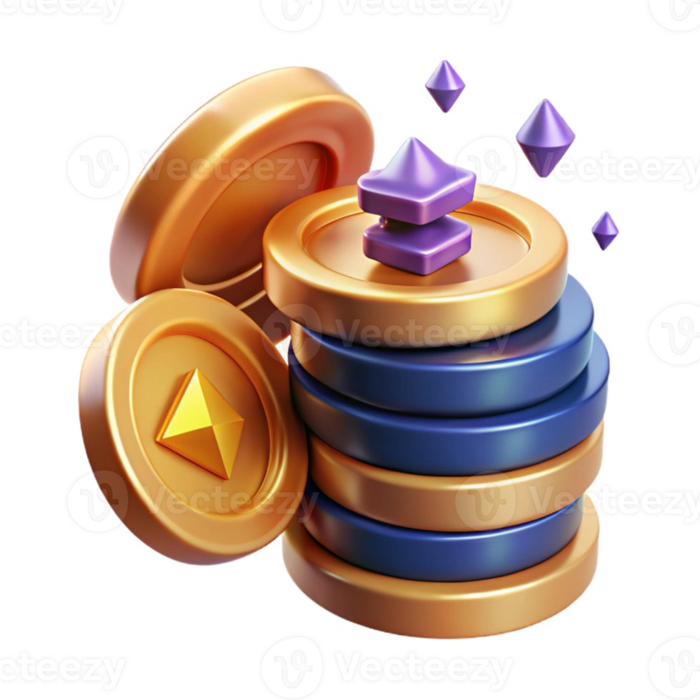 stunning classic Stack of Coins Cutout with Shadow Detail Transparent Background png