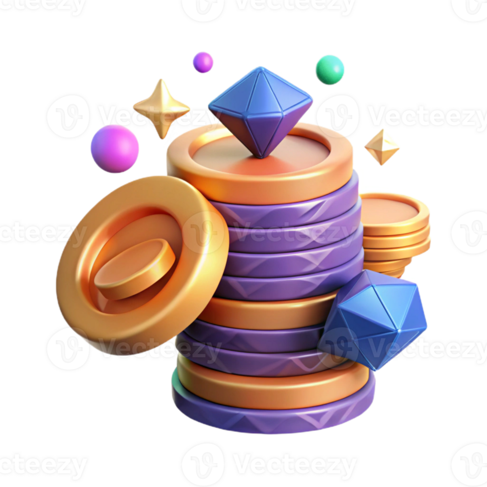 magnificent abstract Stack of Coins Side View Isolated on Transparent Background png