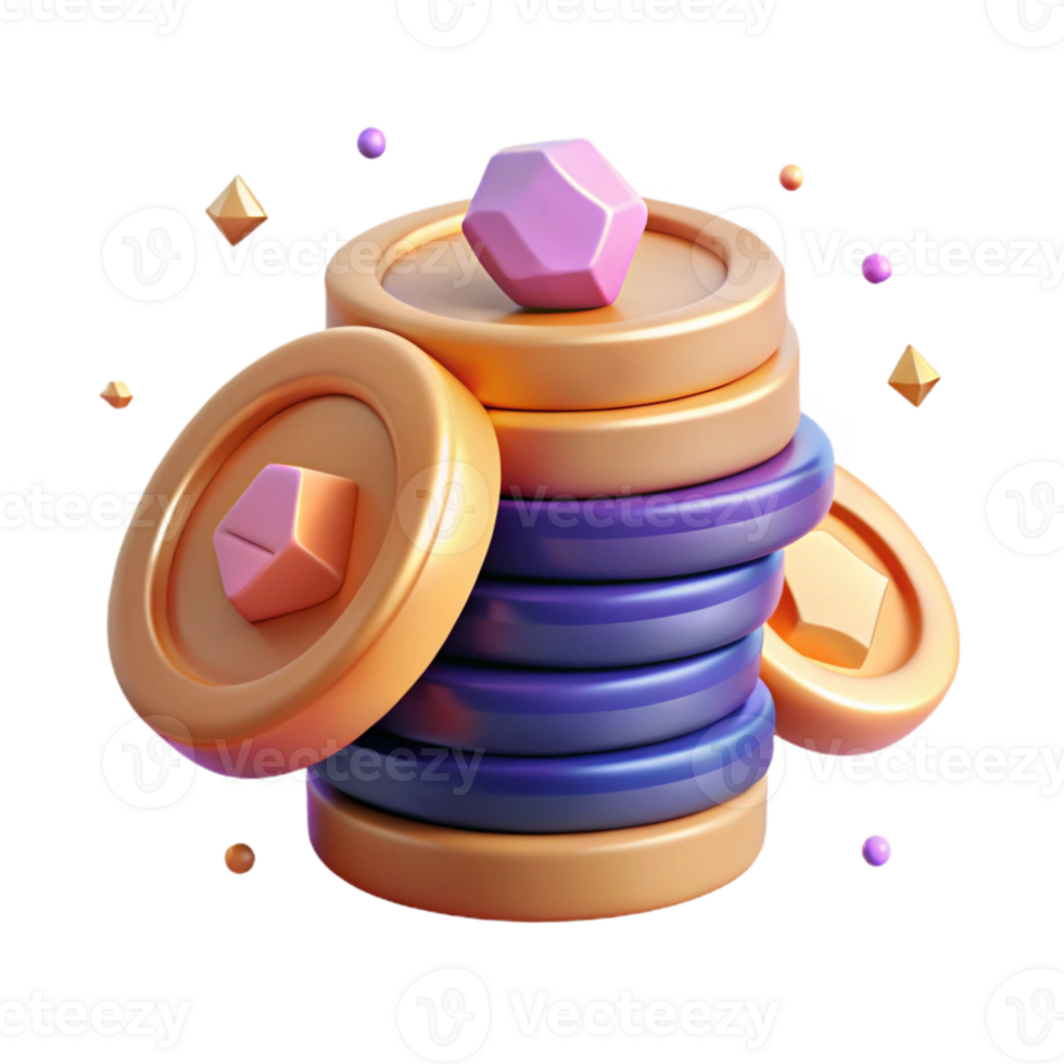 impressive creative Stack of Coins Side View Isolated on Transparent Background exclusive png