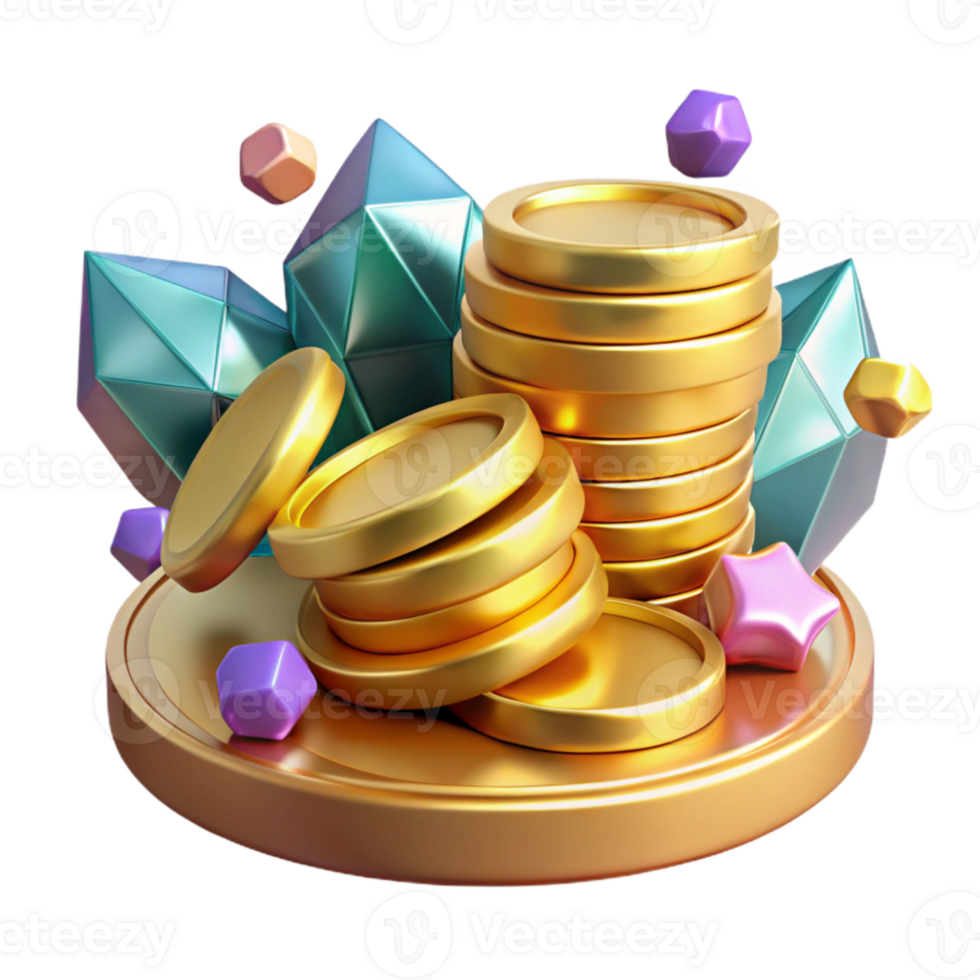stunning contemporary Stack of Gold Coins Side View Transparent Background Cutout authentic png