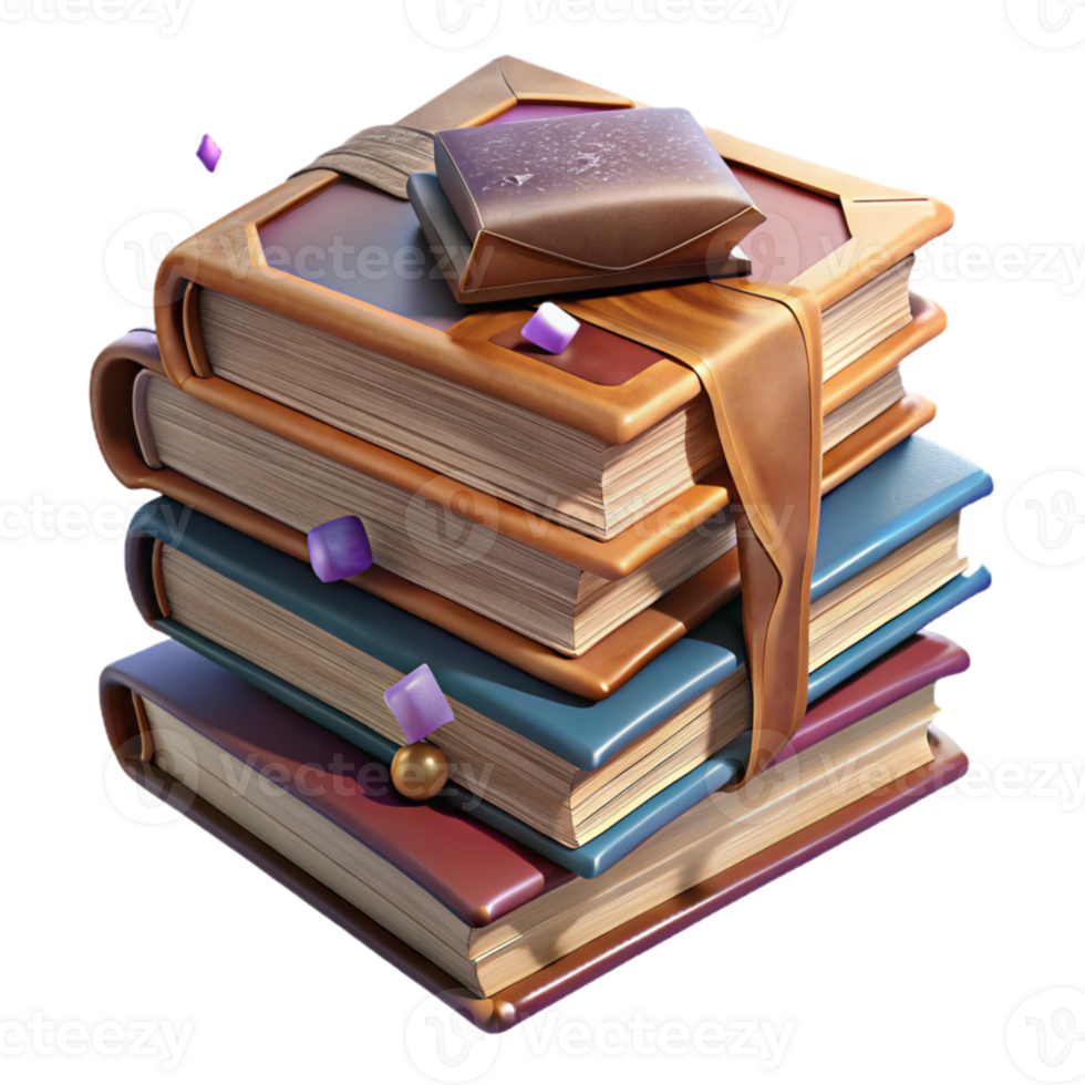beautiful modern Stack of Old Books with Worn Covers Isolated Element high resolution png