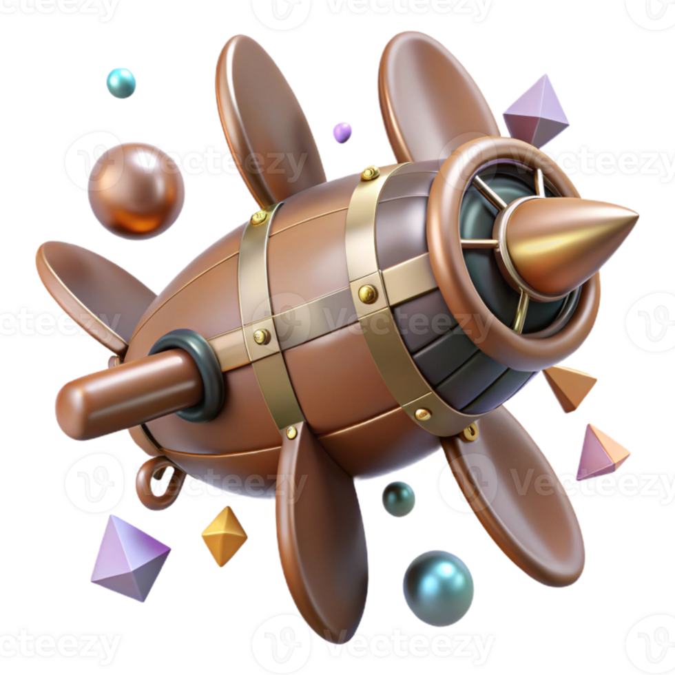beautiful minimalist Steampunk Airship Propeller Top View Cutout exclusive png