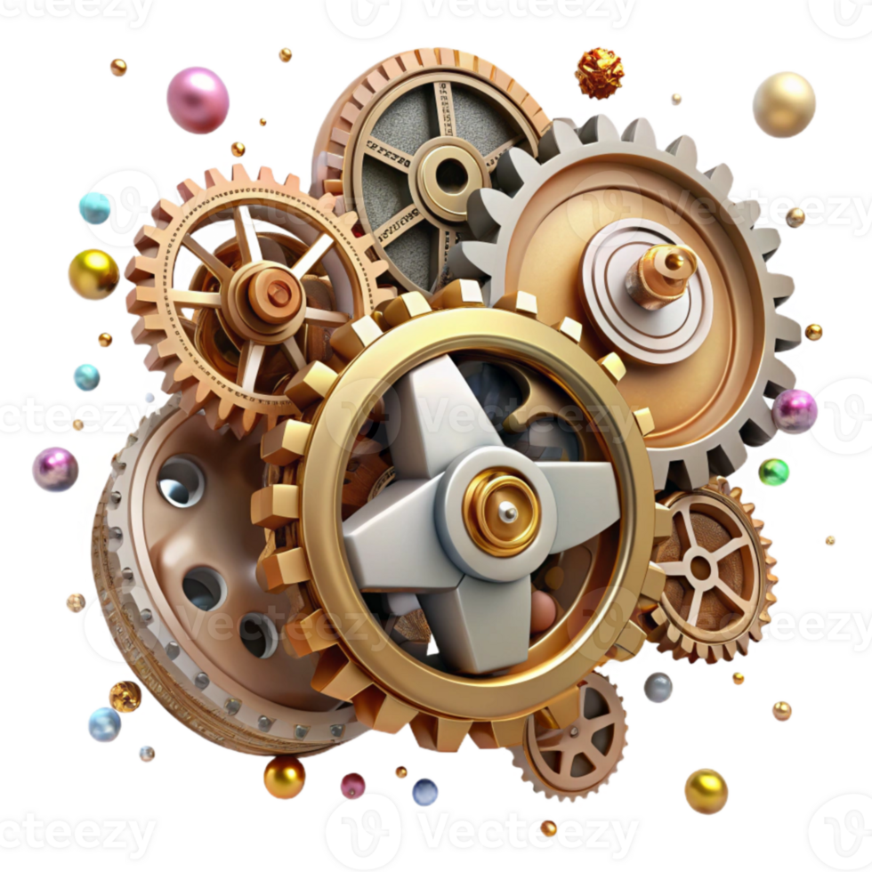 wonderful creative Steampunk Clockwork Gears Top View Cutout high quality png