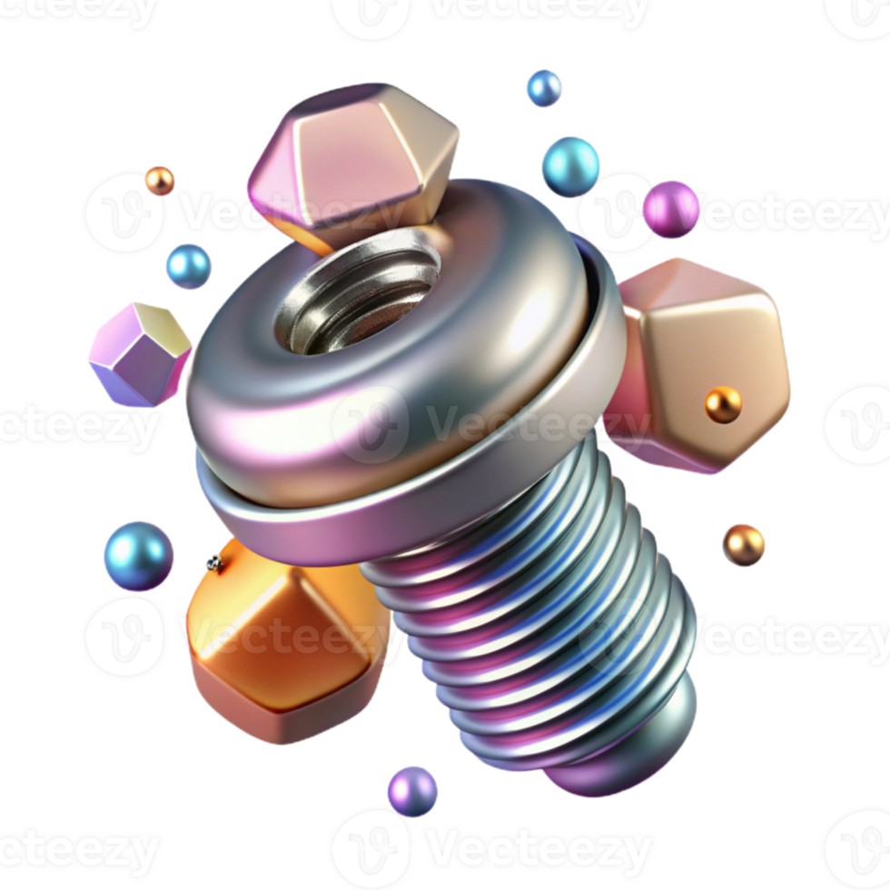 wonderful classic Steel Screw Top View Isolated authentic png