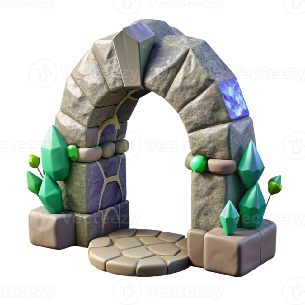 dramatic contemporary Stone Archway Isolated with Mossy Texture original png