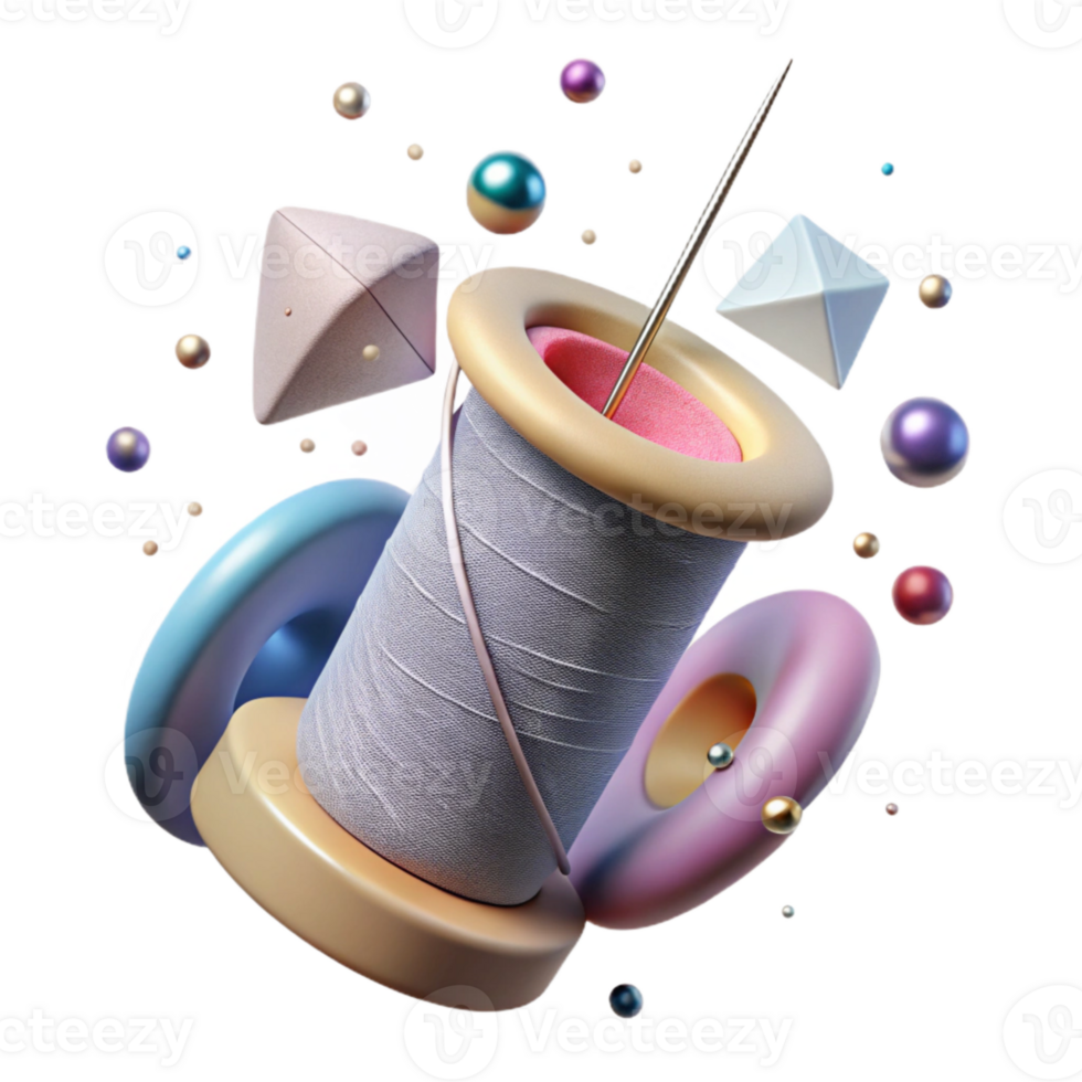 wonderful artistic Thread Through Needle Eye Isolated Close Up Detail authentic png