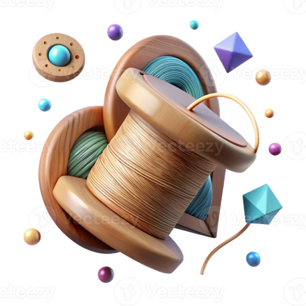 stunning minimalist Thread on a Wooden Spool Isolated Rustic Style high quality png