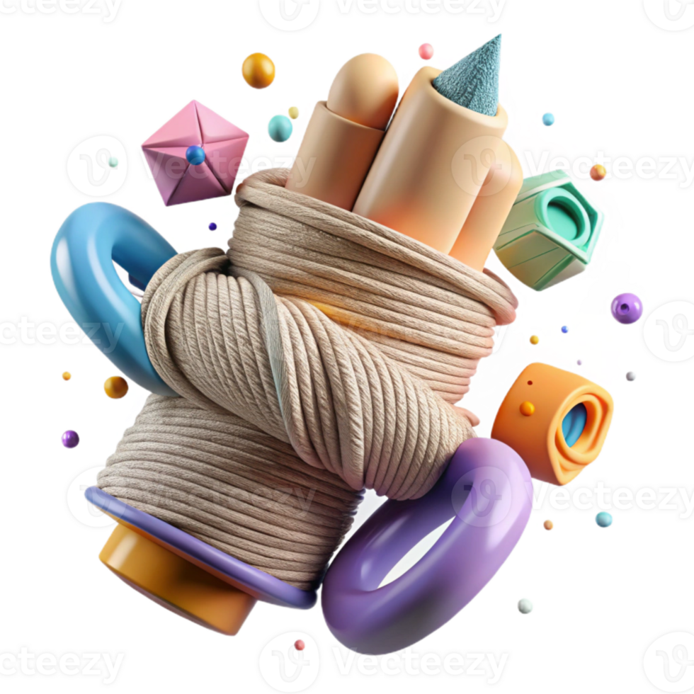 vibrant artistic Thread Wrapped Around Finger Isolated Close Up View high quality png