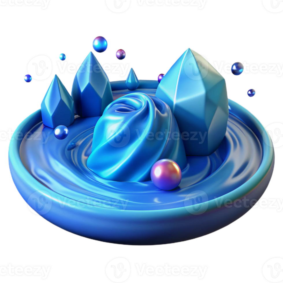 dramatic traditional Tranquil Blue Healing Water Ripple Isolated premium png