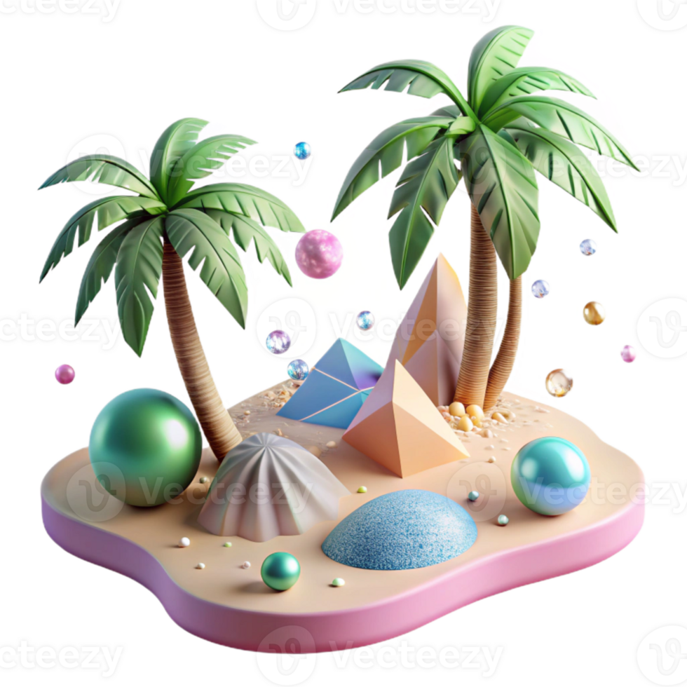 magnificent rustic Tropical Beach with Palm Trees Cutout Transparent Background high resolution png