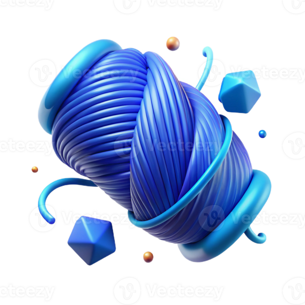 serene creative Twisted Blue Thread Isolated with Gradient Background professional png