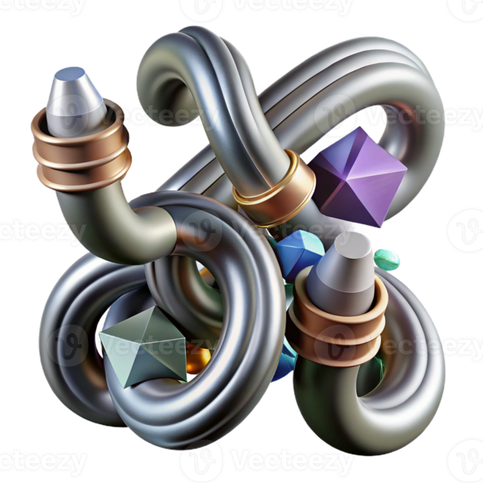 wonderful artistic Twisted Metal Pipes in Industrial Style Isolated high resolution png