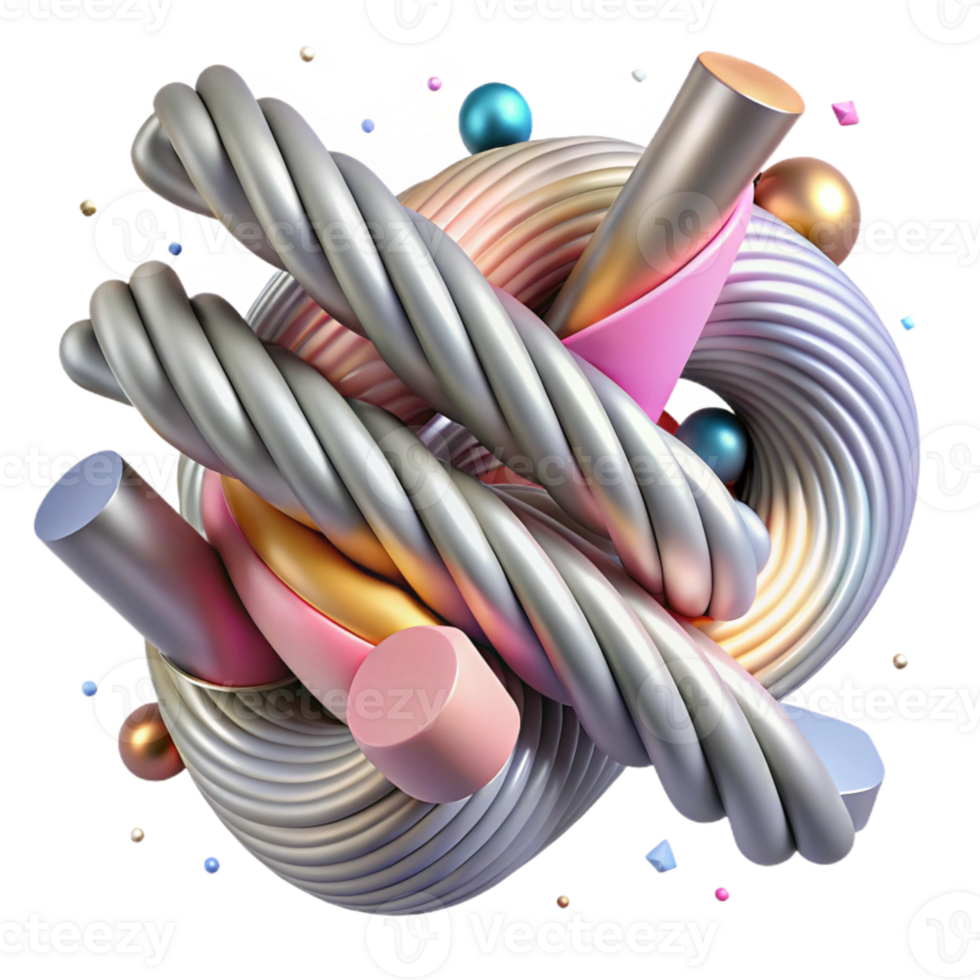 impressive contemporary Twisted Metal Rods in Abstract Form Isolated Element genuine png