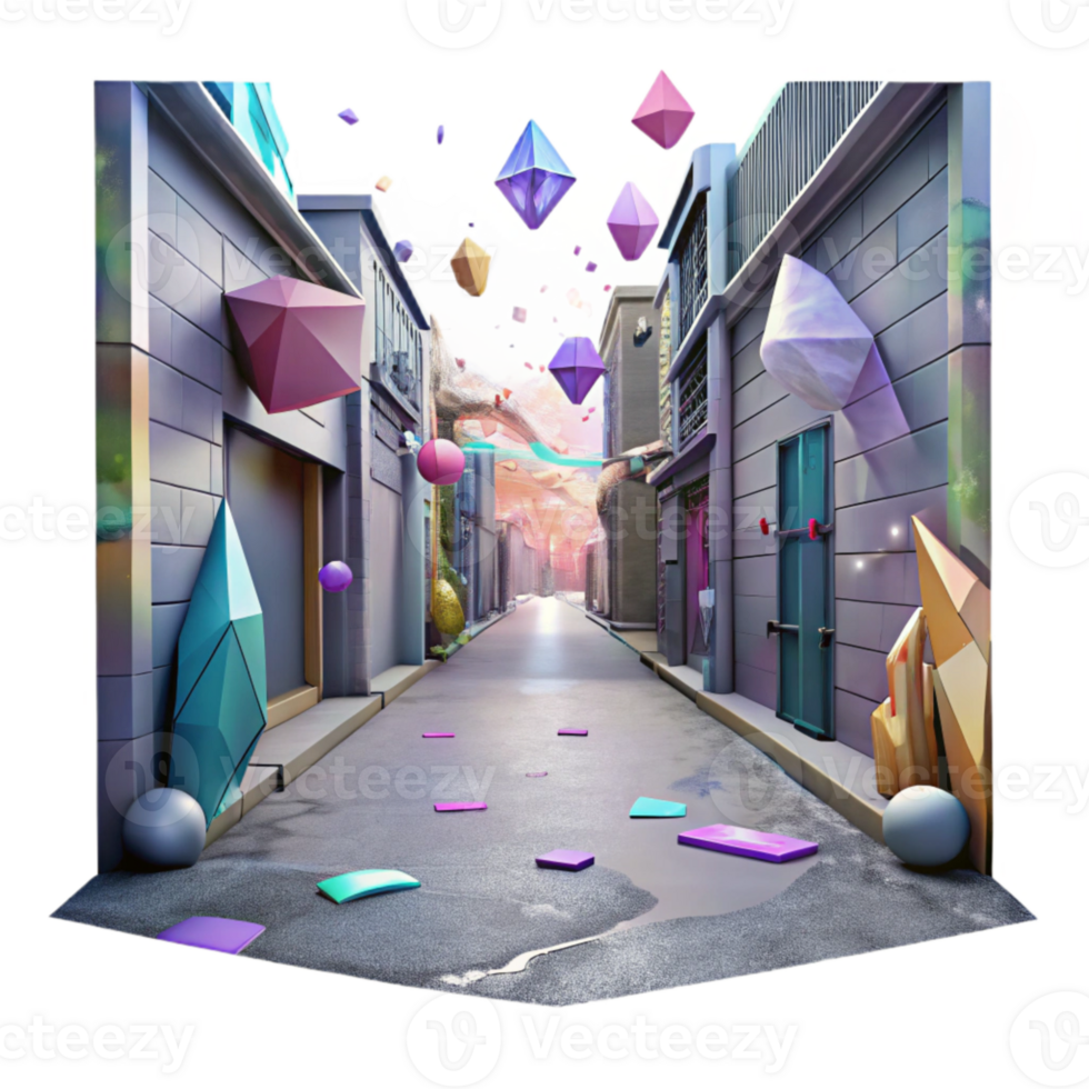 stunning minimalist Urban Alleyway with Graffiti Art Transparent Background authentic png