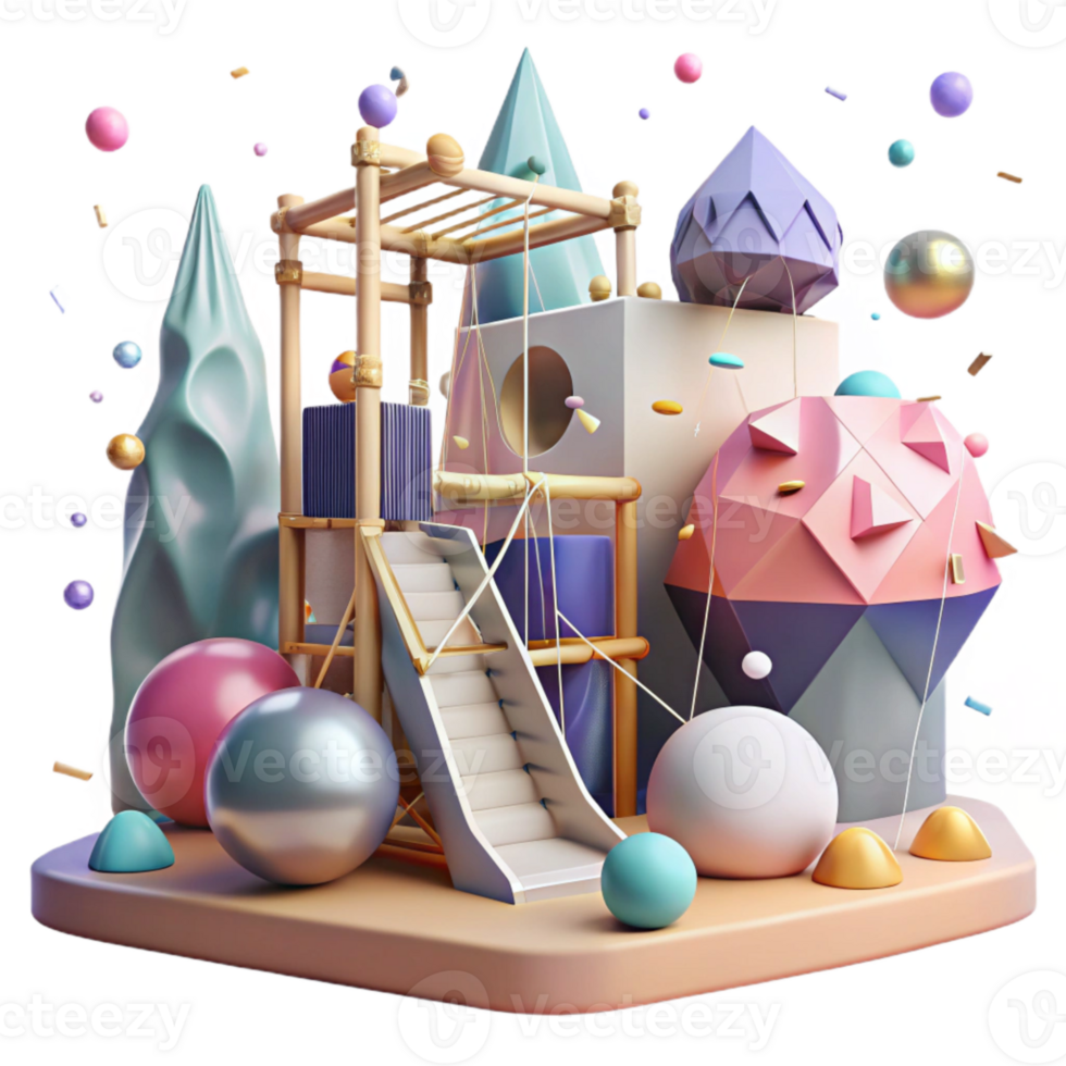 magnificent rustic Urban Playground with Climbing Frame Isolated detailed png