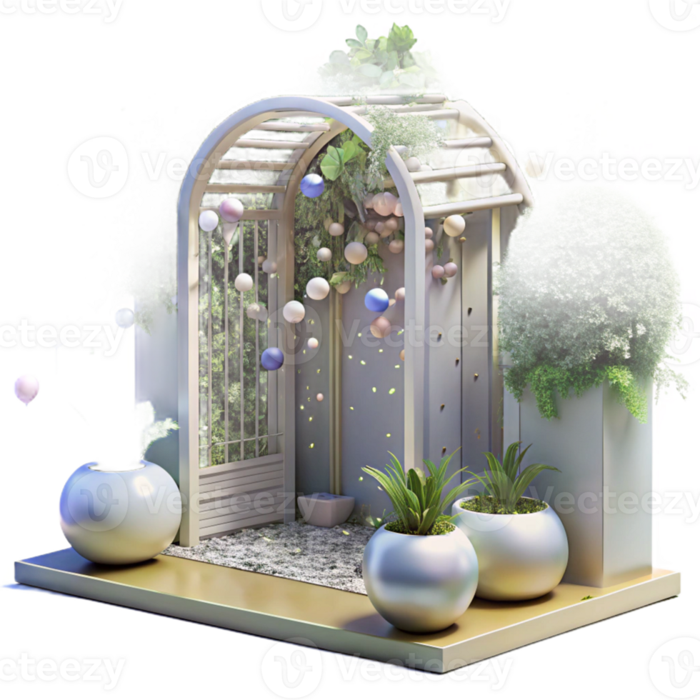 magnificent rustic Urban Garden with Trellis and Vines Transparent Background exclusive png