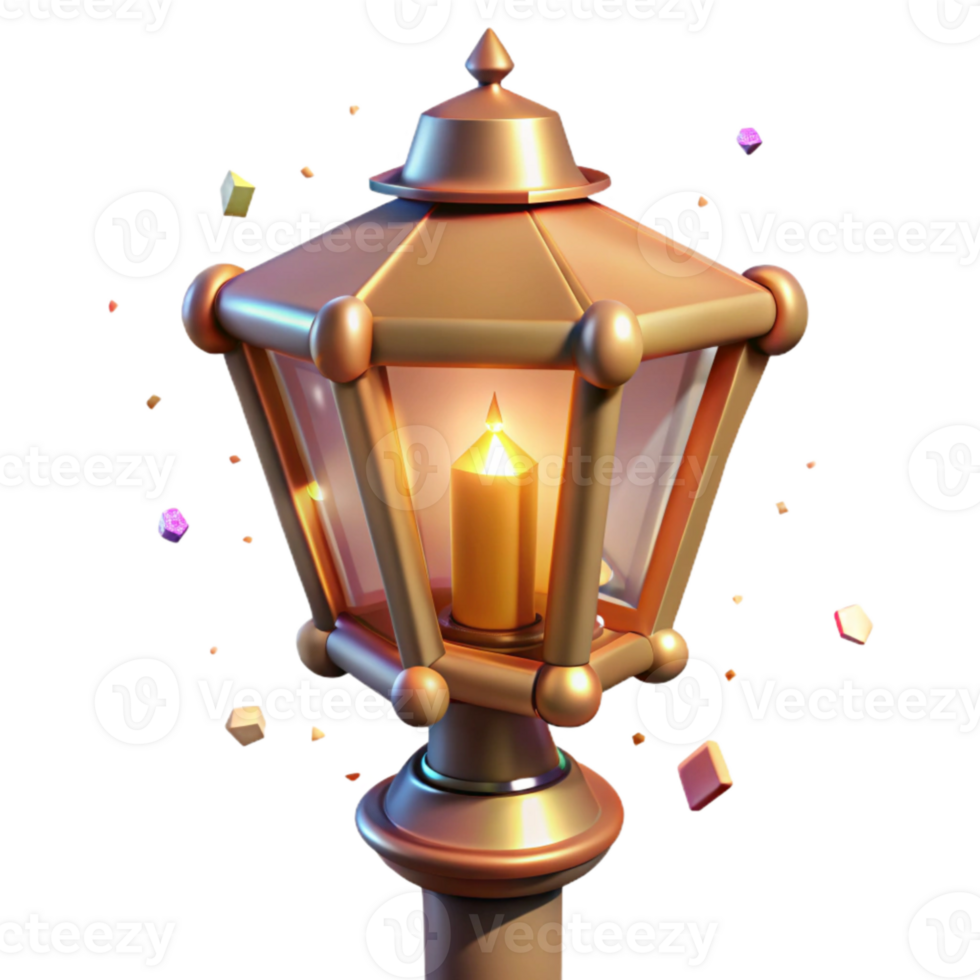 beautiful rustic Urban Street Lamp with Warm Glow Transparent Background high quality png