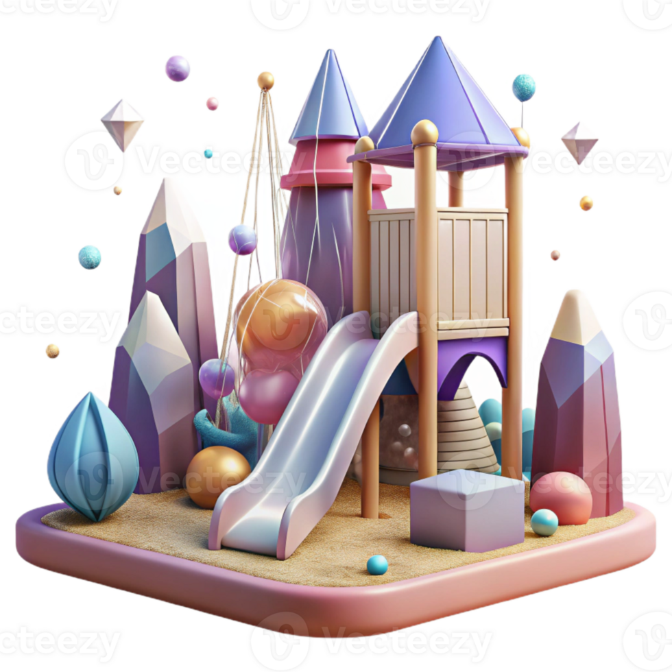 stunning creative Urban Playground with Slide and Swings Isolated original png
