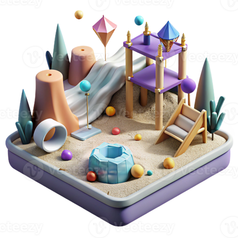 serene contemporary Urban Playground with Sandbox Isolated high resolution png