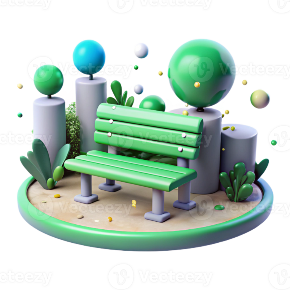 wonderful minimalist Water City Park Bench Cutout with Green Accents authentic png