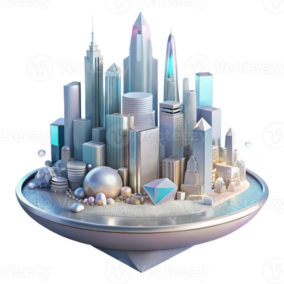 vibrant creative Water City Skyline Silhouette Isolated on Transparent Background premium png