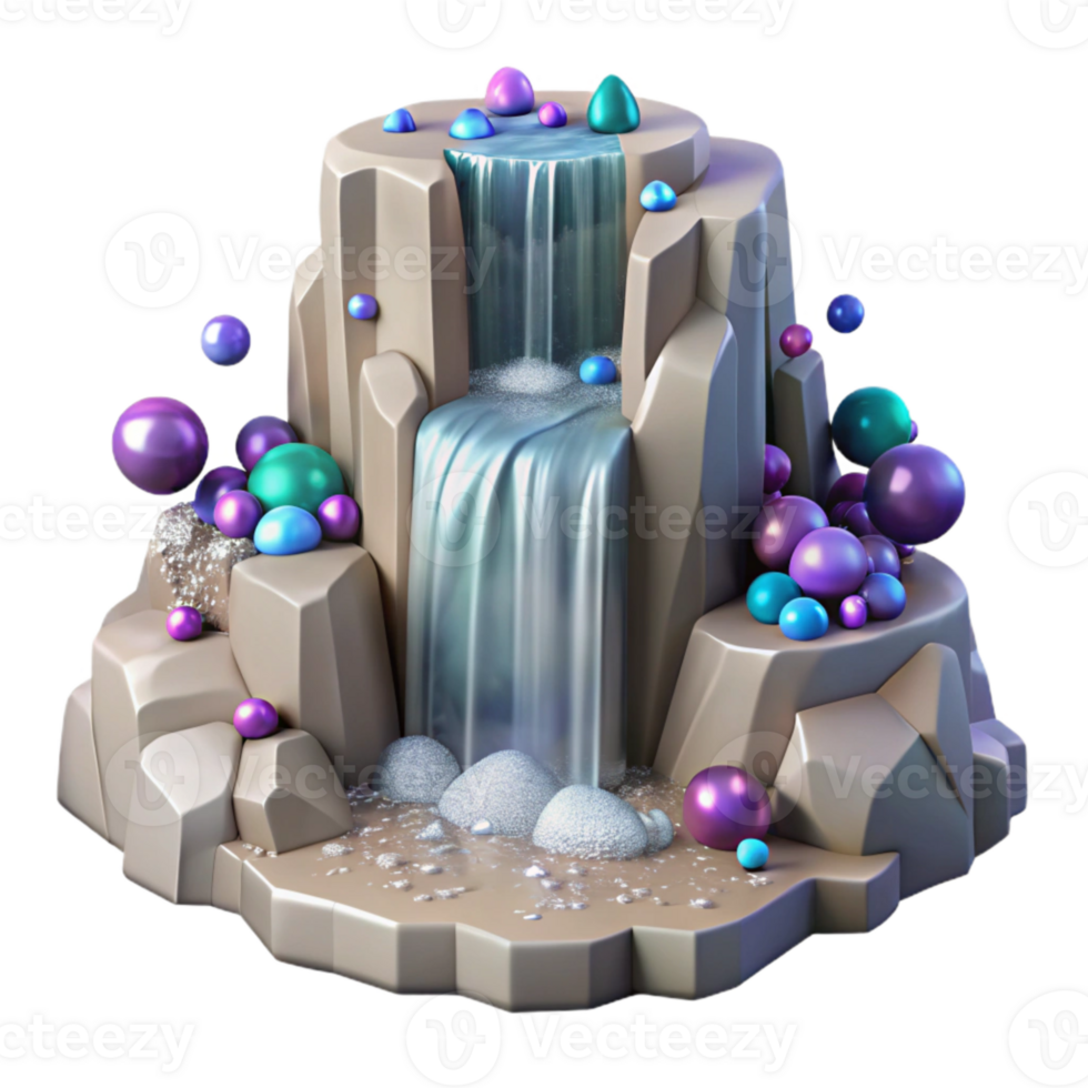 elegant modern Waterfall Cascading Down Rocks Isolated professional png