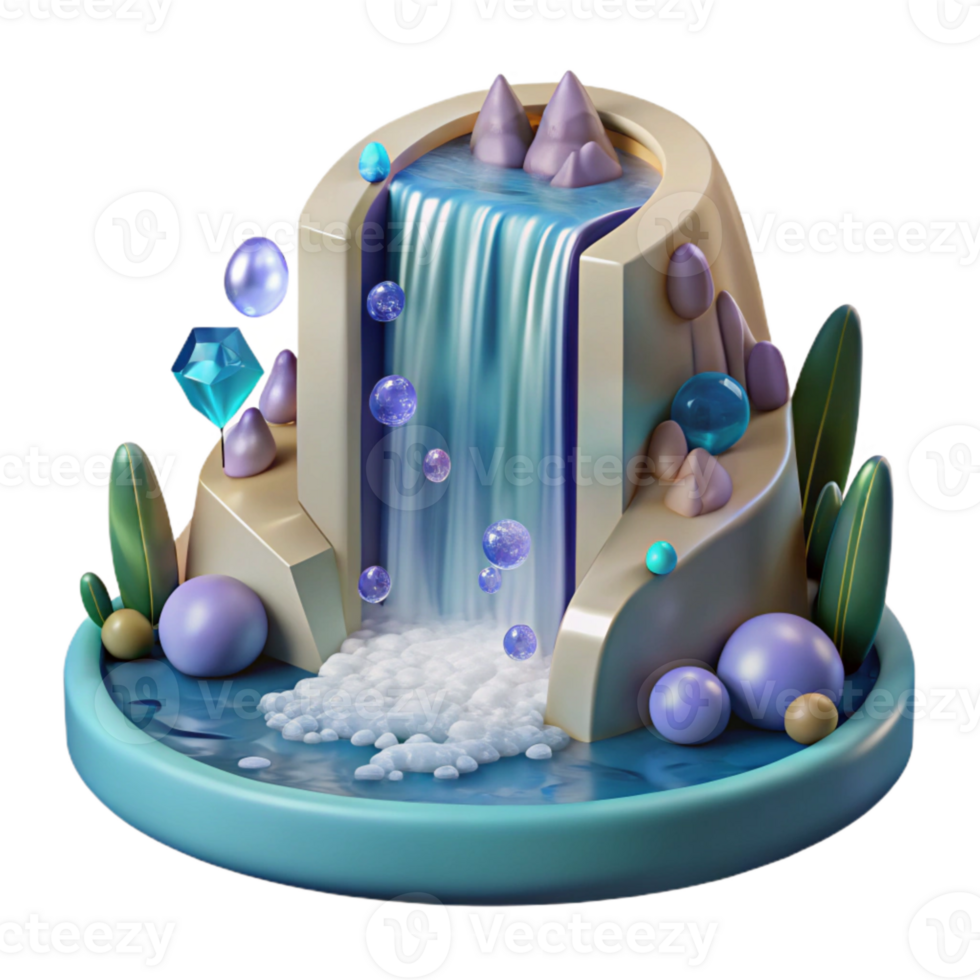 impressive traditional Waterfall Cascading Into Pool Cutout with Transparent Background high resolution png