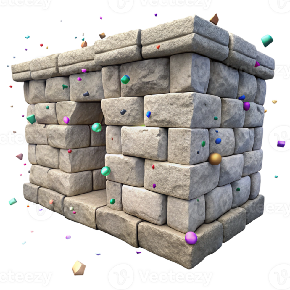 vibrant artistic Weathered Stone Wall with Texture Isolated Element genuine png