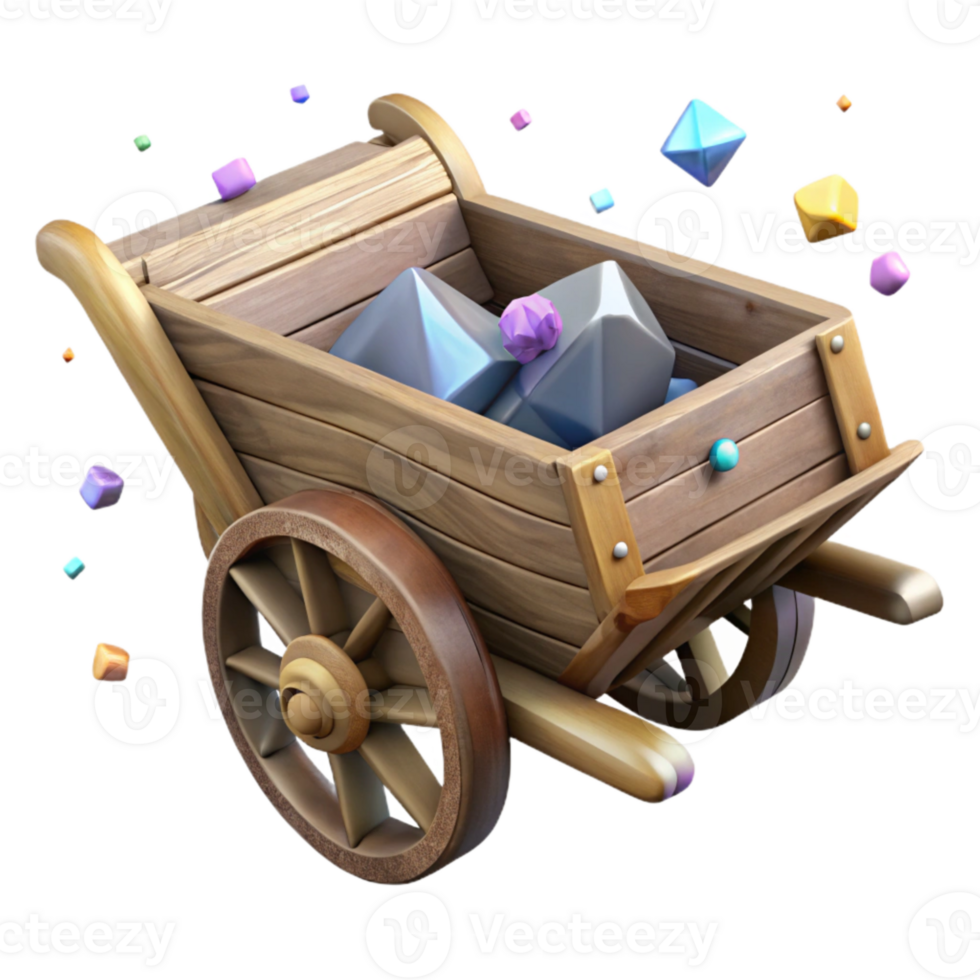 beautiful classic Weathered Wooden Wheelbarrow Cutout with Rustic Texture high resolution png