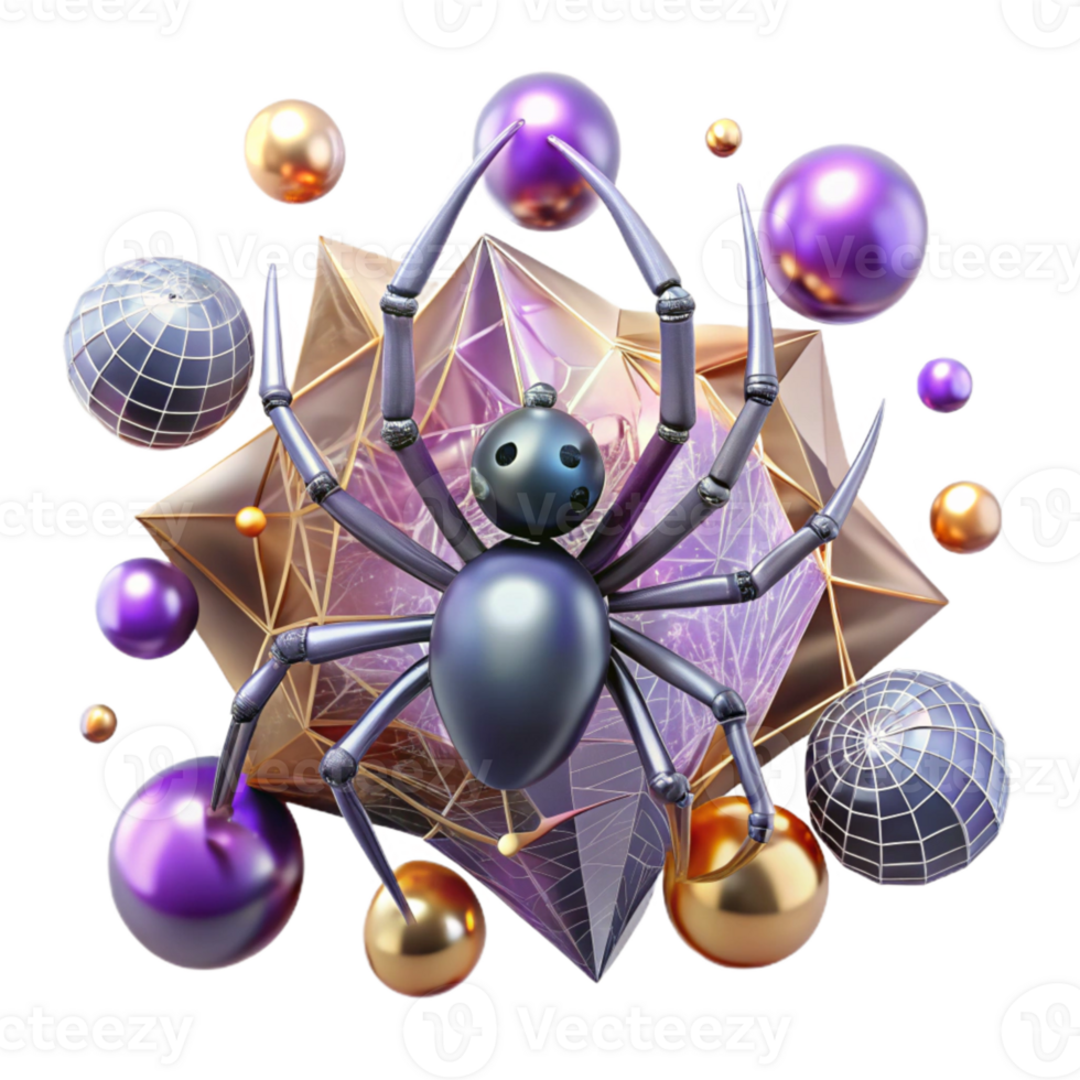vibrant modern Web Building Spider Intricate Design Cutout authentic png