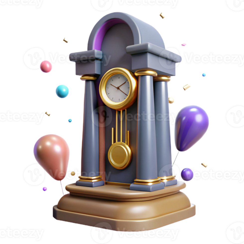 vibrant minimalist Whispering Walls Clock Grandfather Clock Cutout premium png