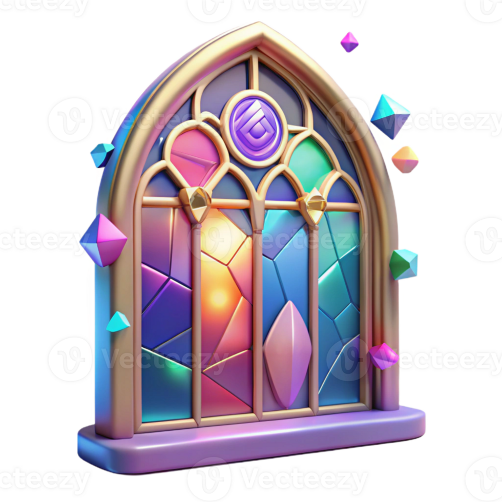 beautiful abstract Whispering Walls Stained Glass Window Colorful Design Isolated professional png