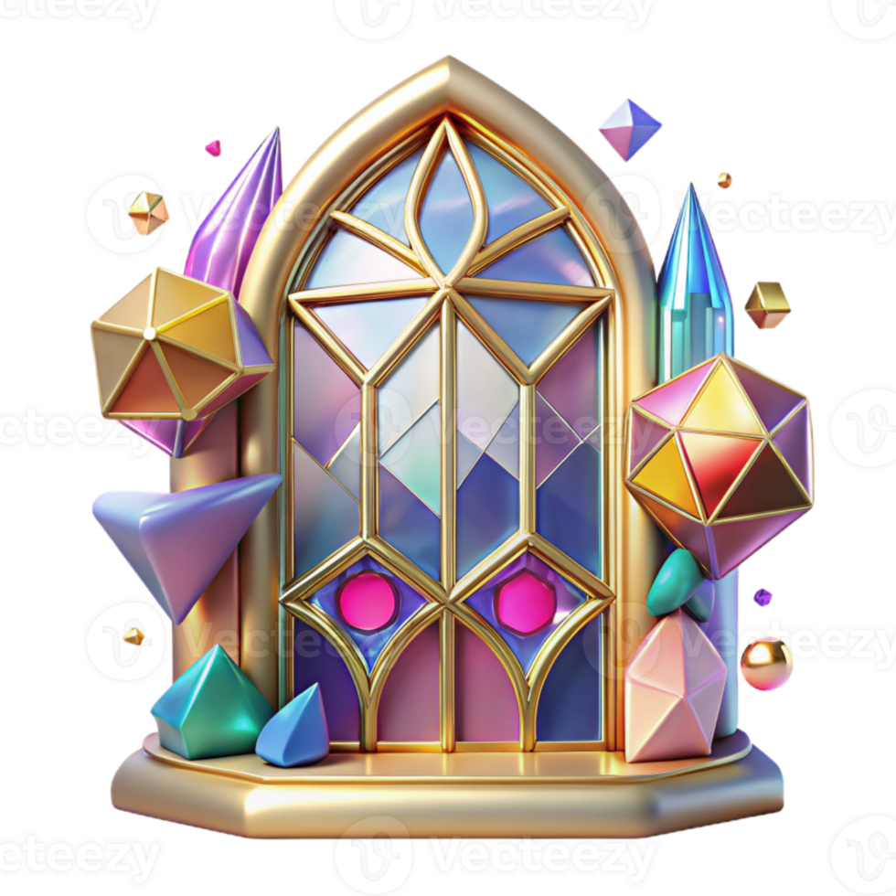 stunning rustic Whispering Walls Stained Glass Window Colorful Design Isolated high quality png