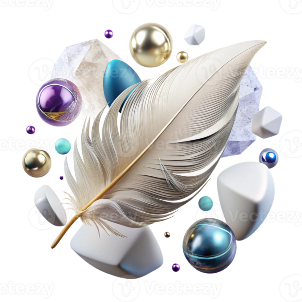 serene abstract White Feather Transparent Background premium png