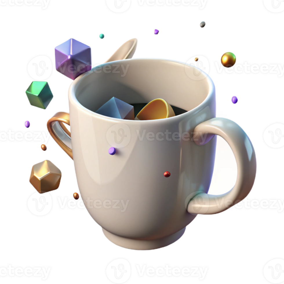 magnificent artistic White Mug with Handle Side View Cutout high quality png