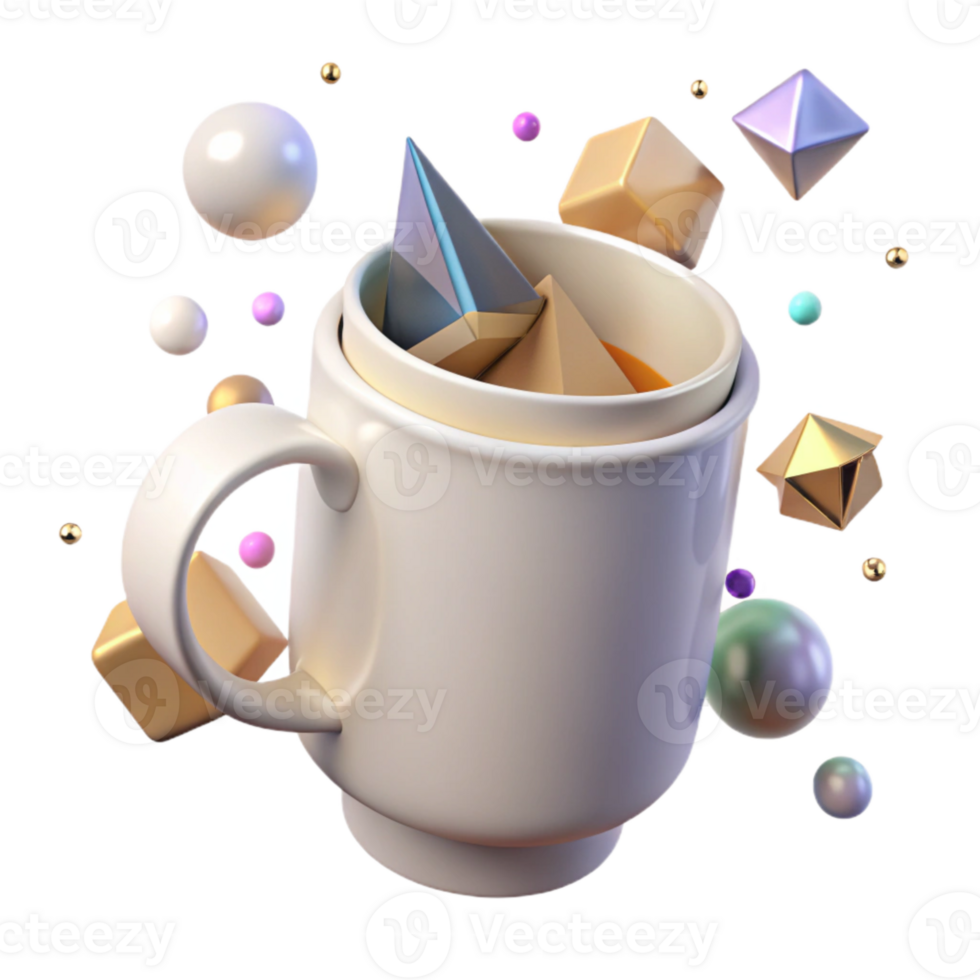 beautiful abstract White Mug with Handle Side View Cutout premium png