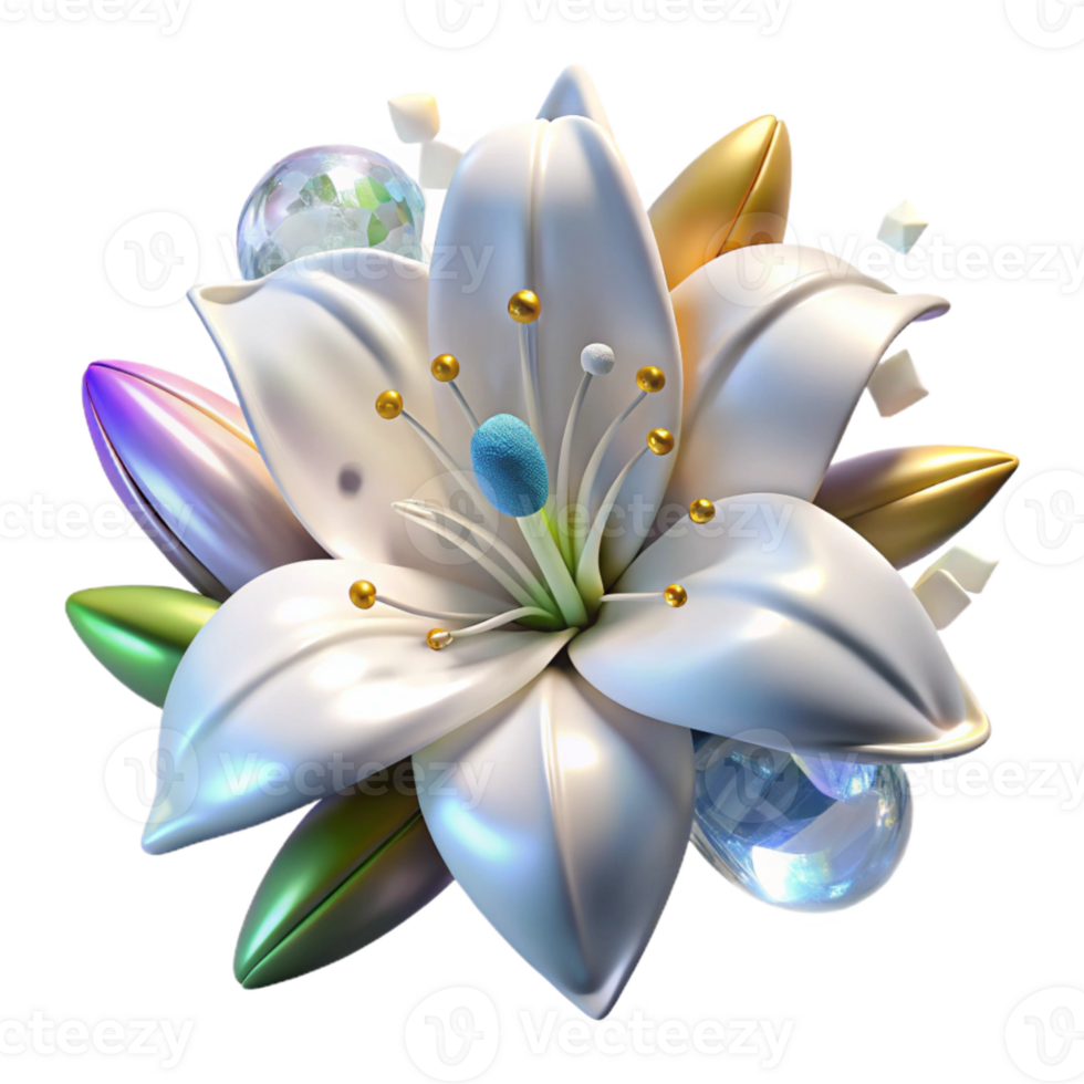 beautiful rustic White Lily Flower Isolated on Transparent Background original png