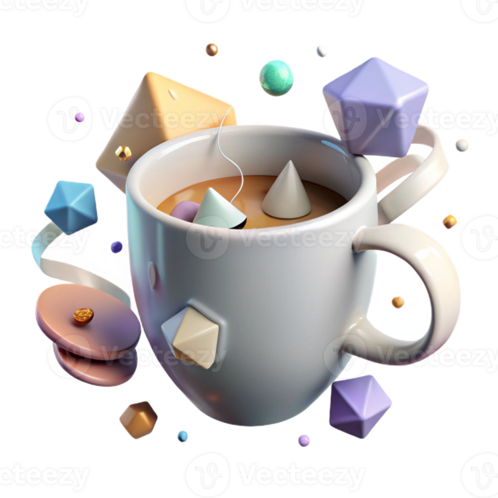 magnificent rustic White Mug with Tea Bag Top View Isolated exclusive png