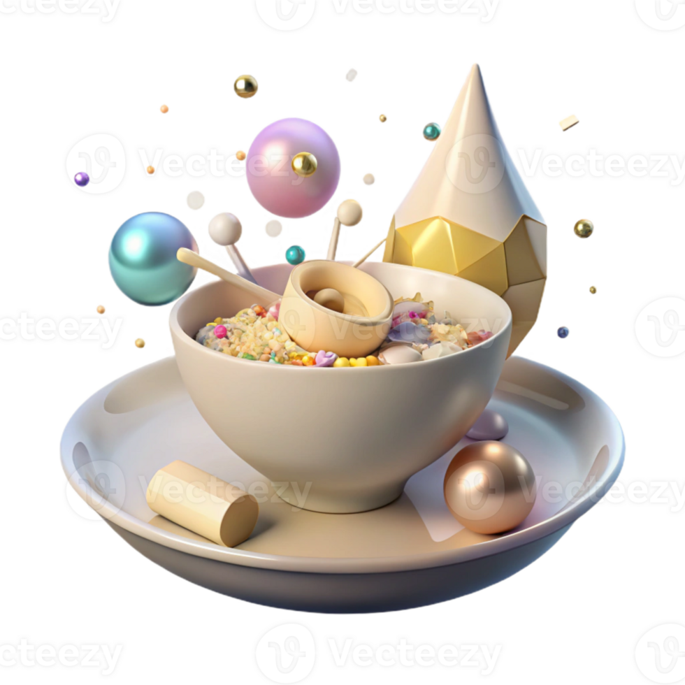 vibrant abstract White Plate Bowl of Cereal Milk Element high resolution png