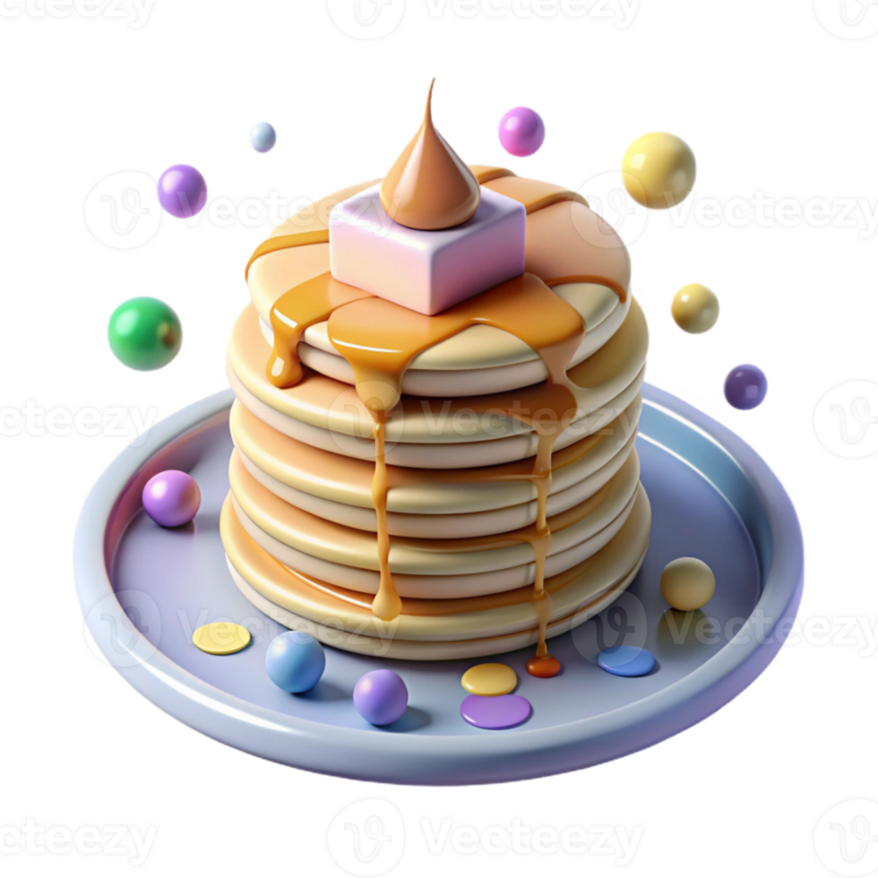 magnificent rustic White Plate Stack of Pancakes Syrup Drizzled Element high quality png