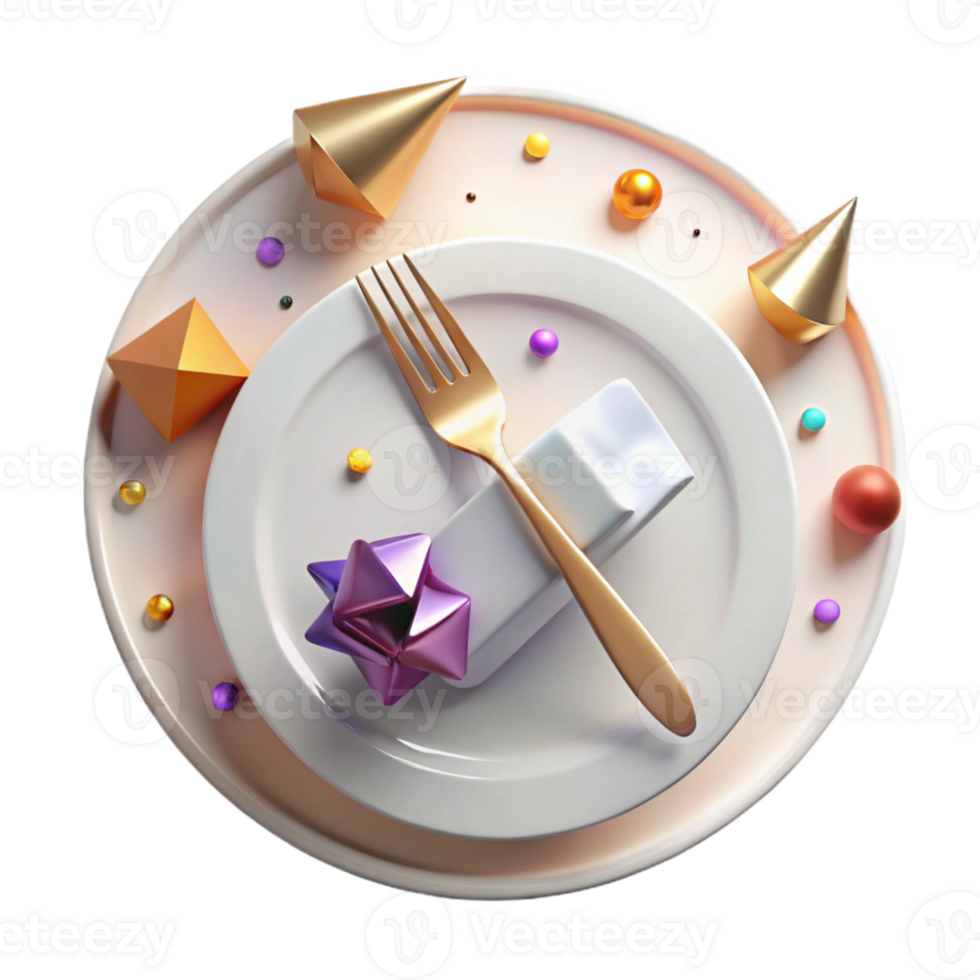 vibrant contemporary White Plate with Fork and Knife Top View Isolated exclusive png