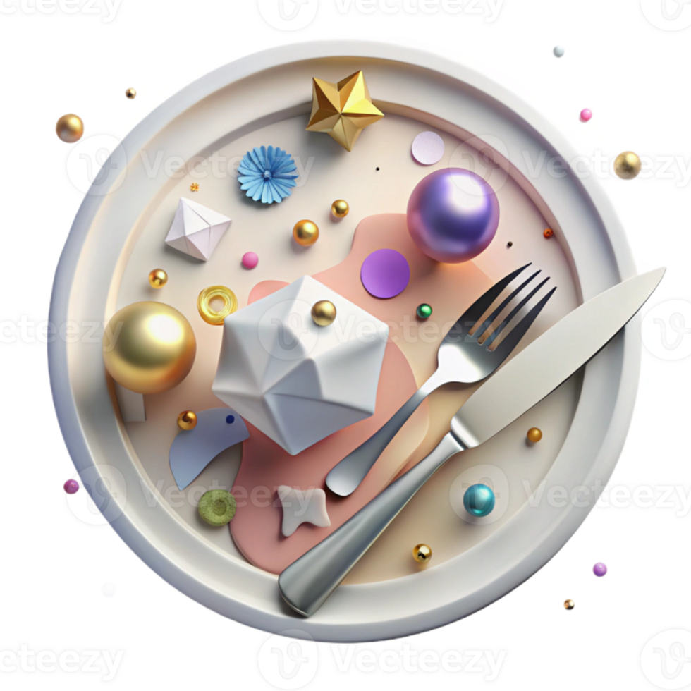 magnificent contemporary White Plate with Fork and Knife Top View Isolated exclusive png