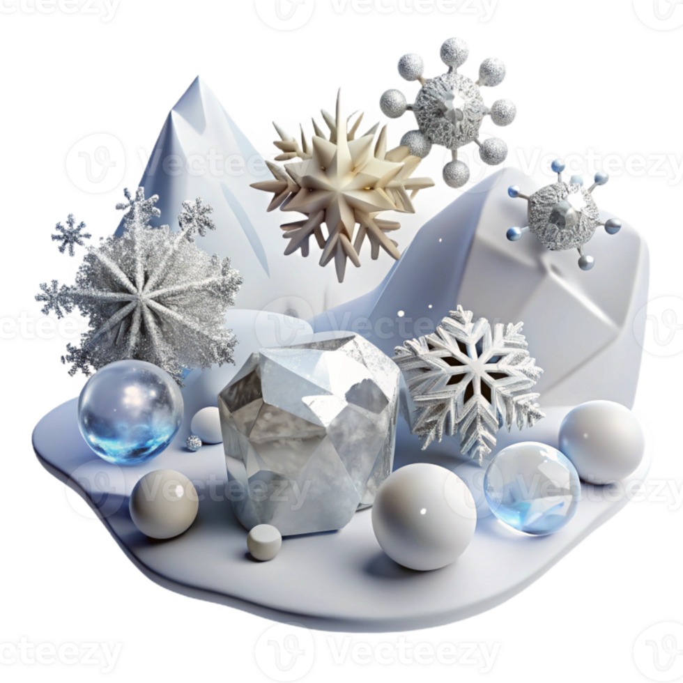 magnificent creative White Snowflakes Falling Winter Scene Transparent Background Isolated authentic png