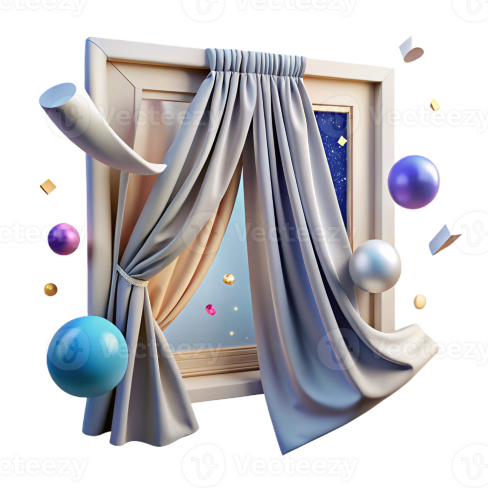 magnificent modern Window Curtain Billowing in Whispering Winds Transparent high resolution png